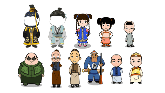 AN古装人物带万能动作 11款古装人物_古代_99素材网