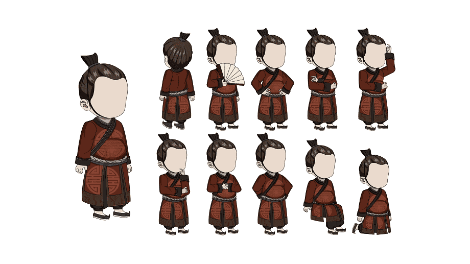 AN格式人物 古装人物带万能动作153_古代_99素材网