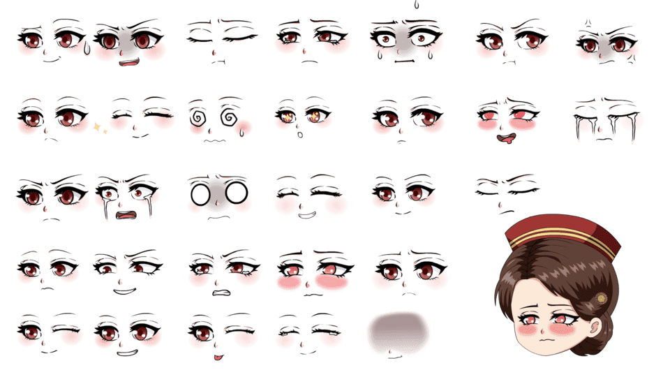 大眼女表情-深红