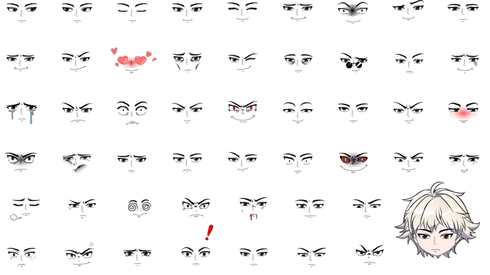 帅气男表情-正正面