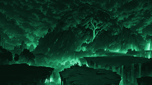 绿色的恐怖场景