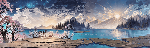 岩石路桃花湖泊