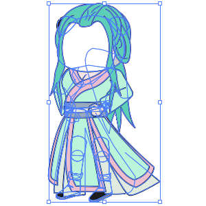 修仙人物 绿粉色女