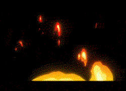 向上喷射的火焰