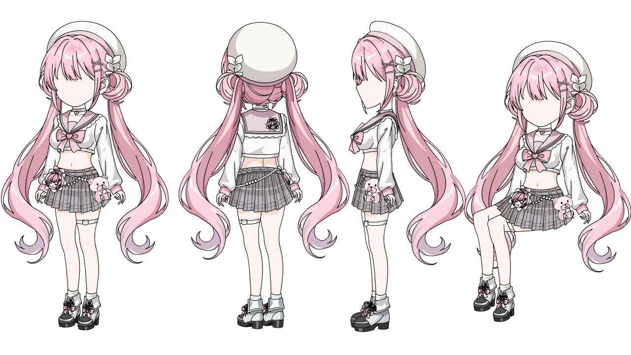 粉色双马尾（三视角）