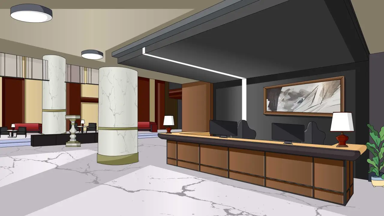 酒店大堂收银台前台