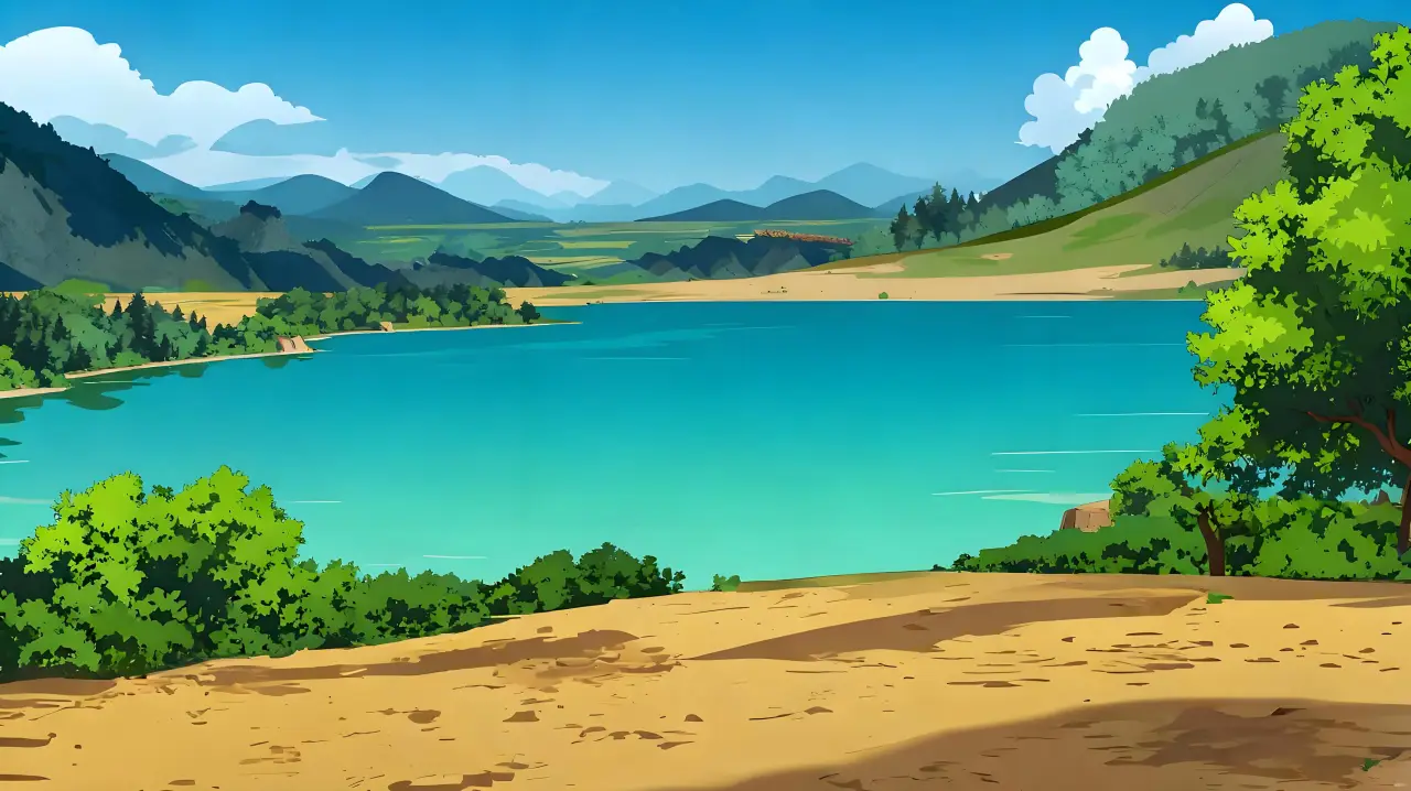 水库湖泊全景视角