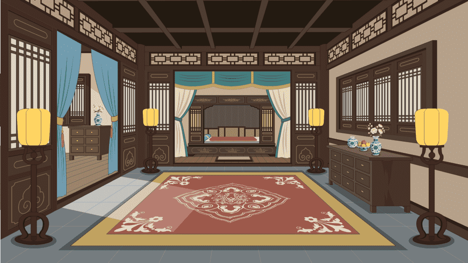 古代卧室正面