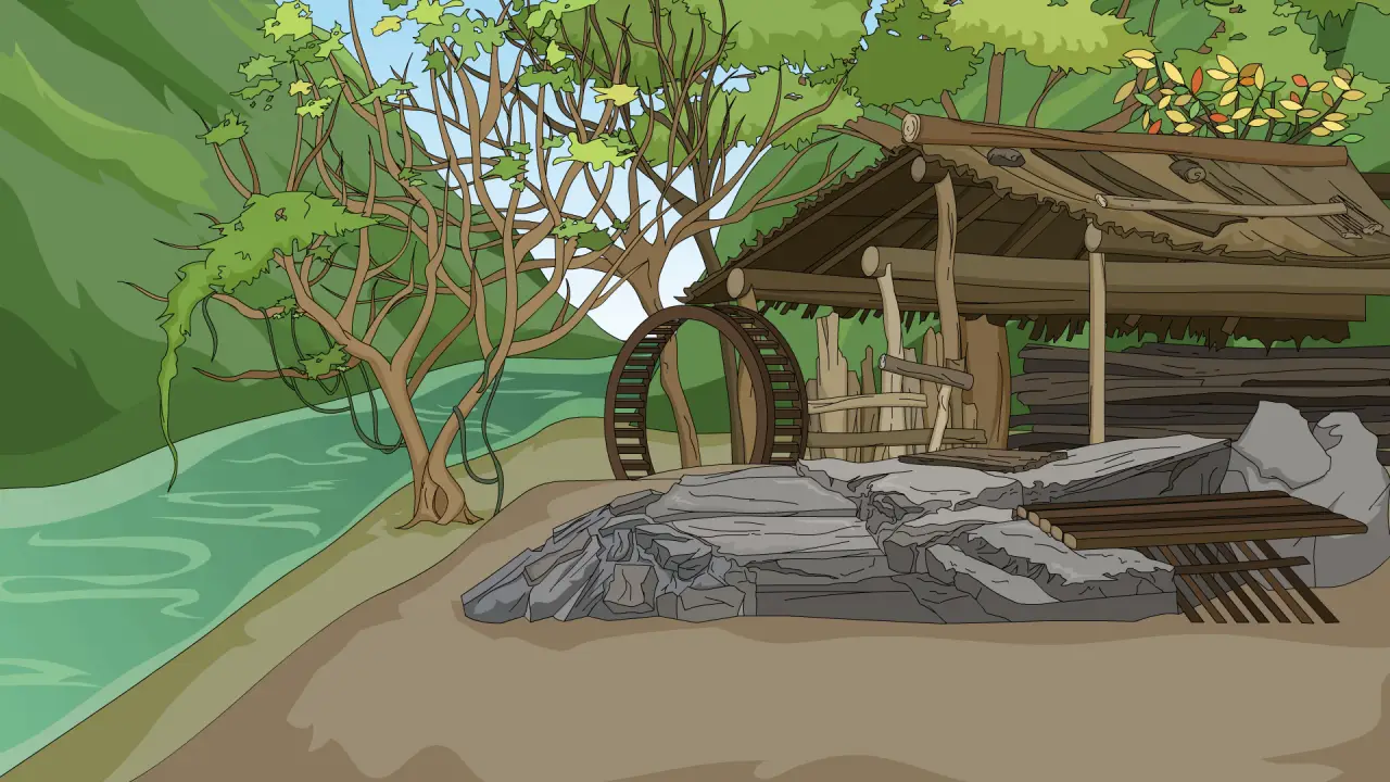 野外破旧的亭子