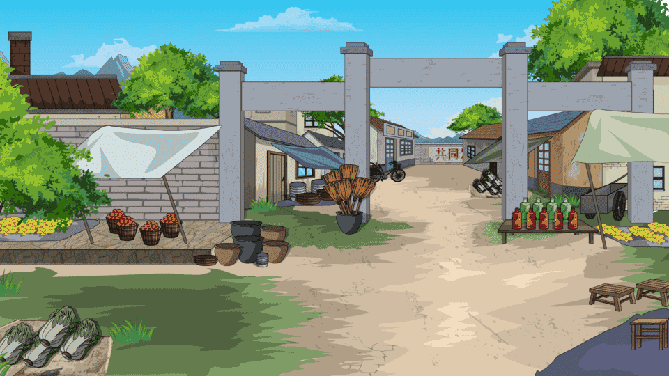 怀旧村头村口集会摆摊闲聊