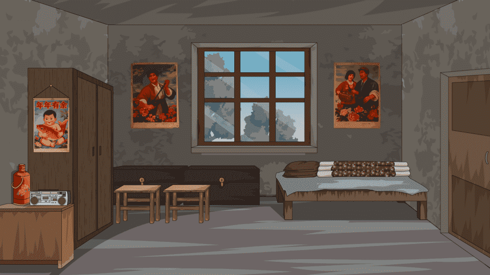 怀旧木板床室内卧室小屋