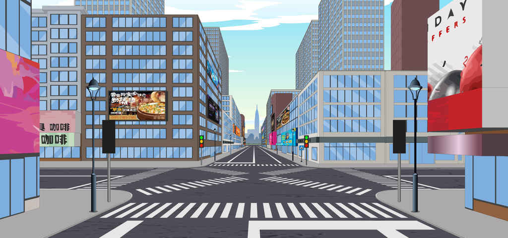 繁华都市十字路口-背