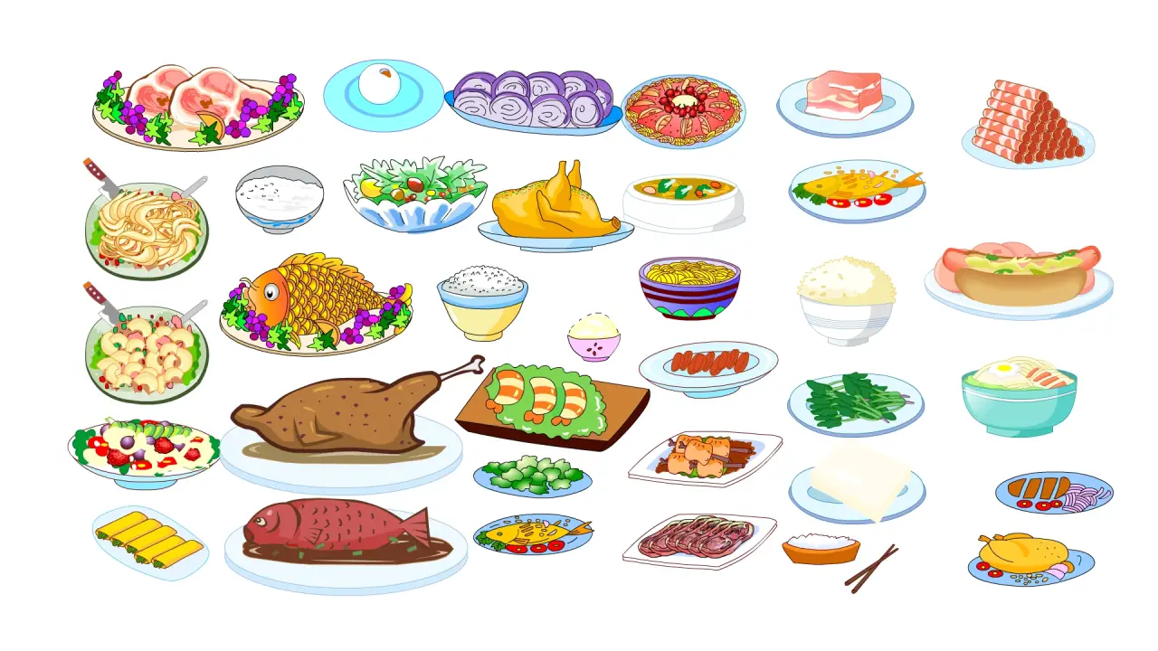 烧鸡红烧鱼米饭羊肉中餐