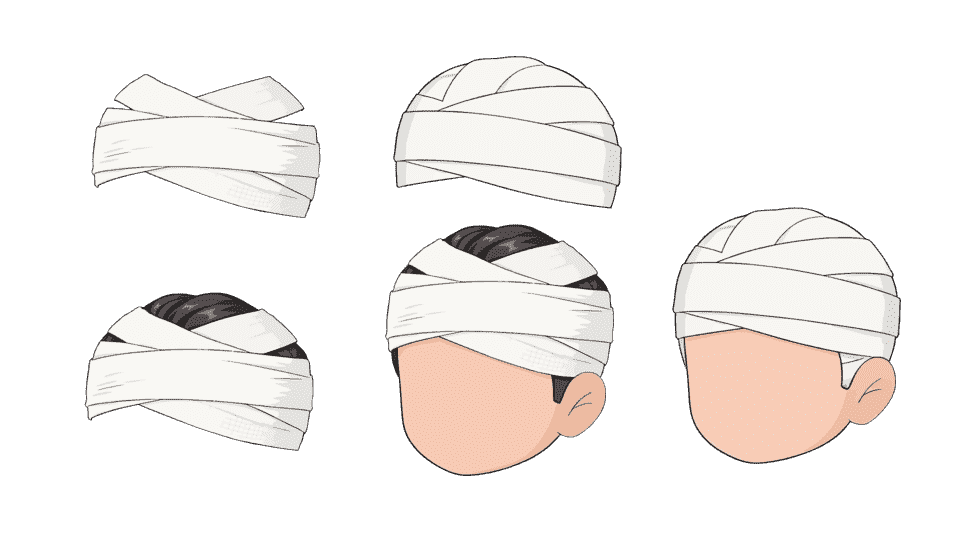 头部包扎绑带止血破损白色布条
