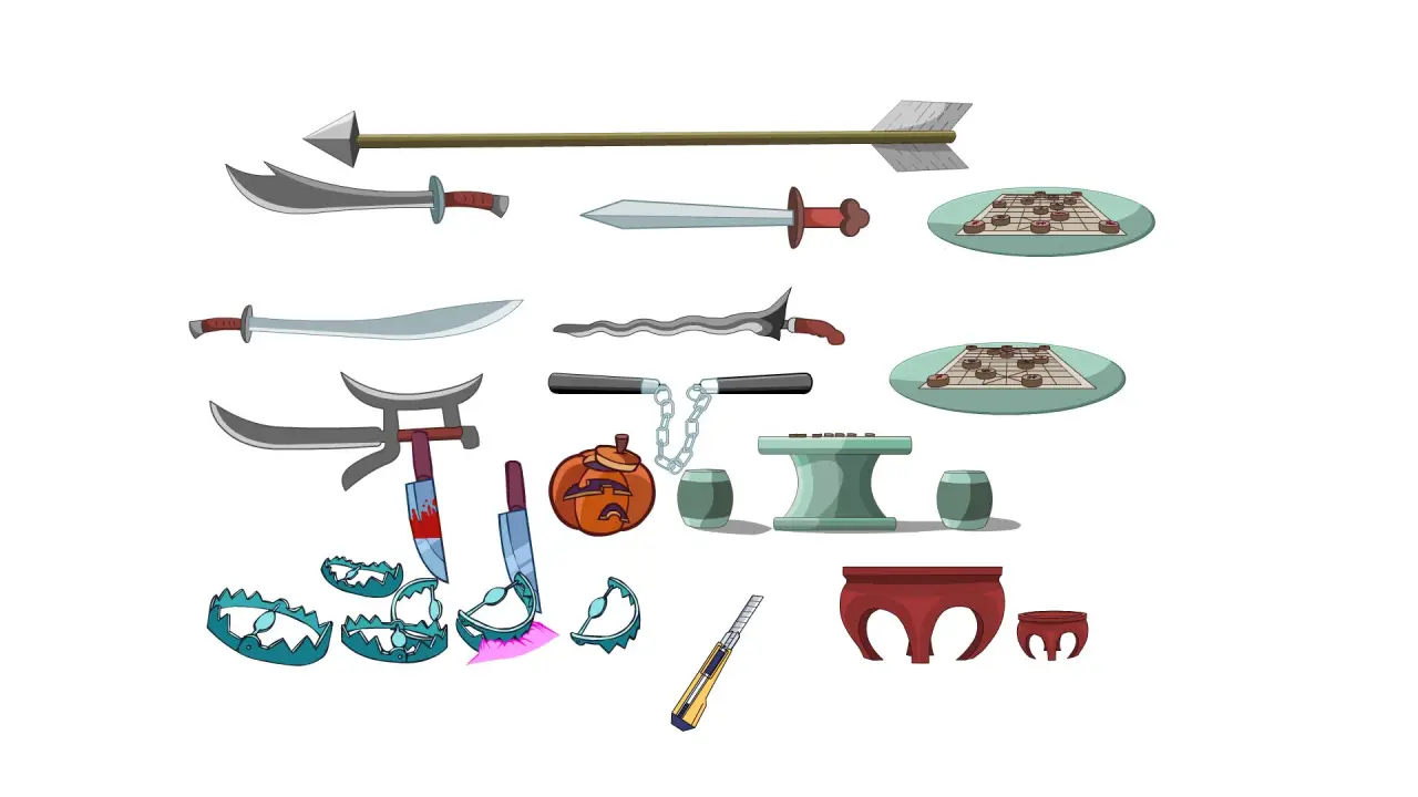 弓箭刀斧头双节棍捕兽夹