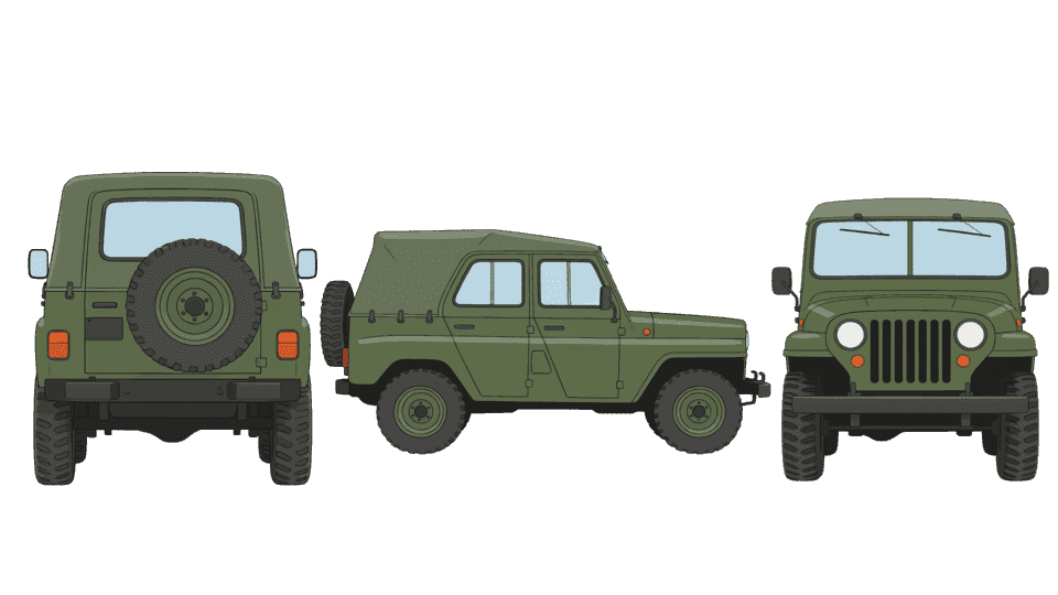 军绿色越野车吉普车