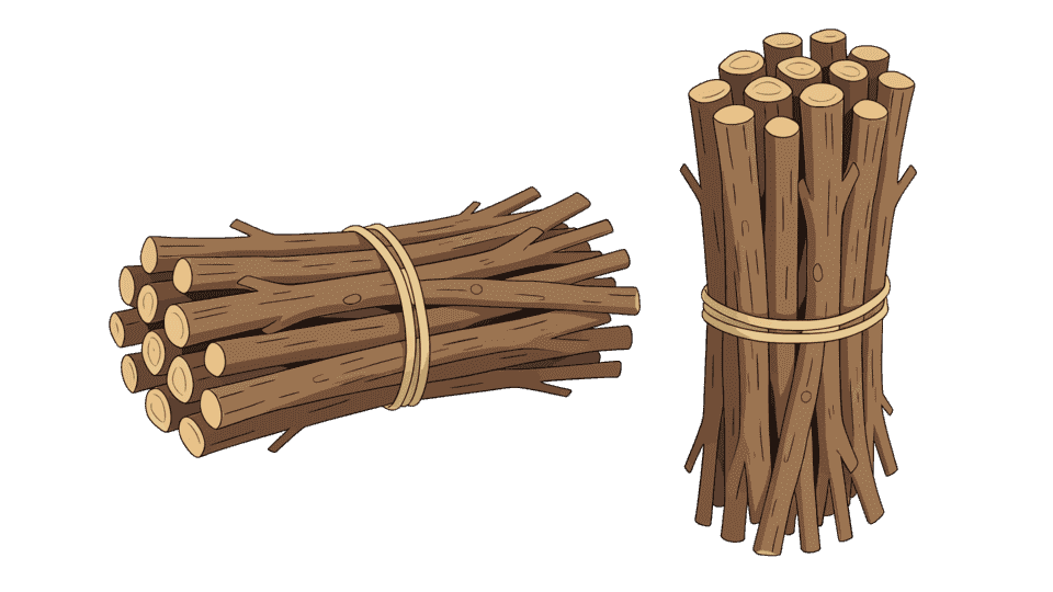 一捆干柴火树枝木材木头（粗）