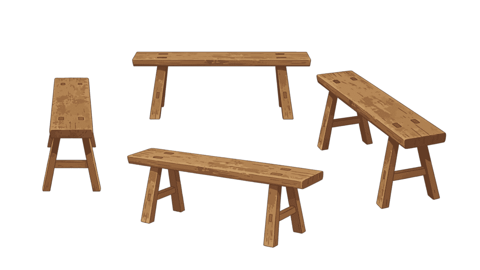 凳子黄色条凳多视角