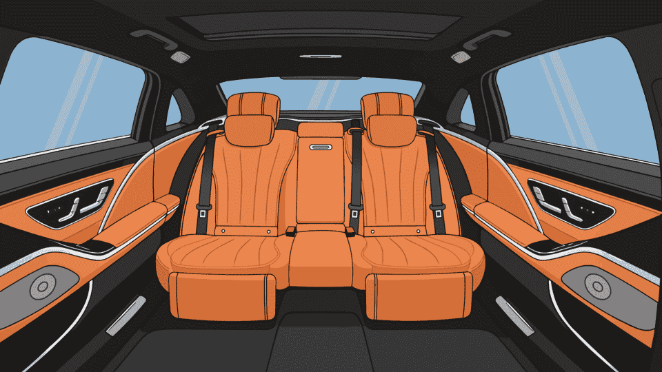迈巴赫车内后座正视角