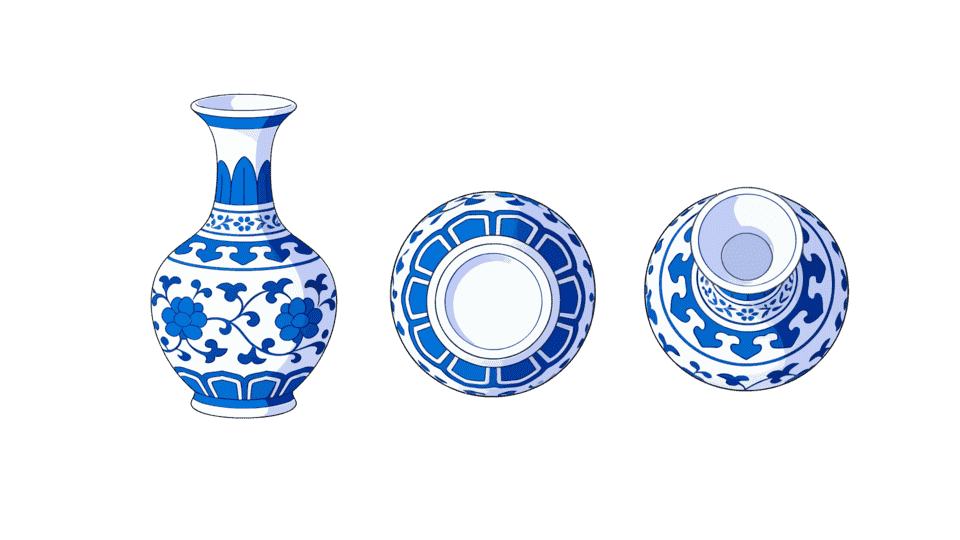 古董青花瓷多视角