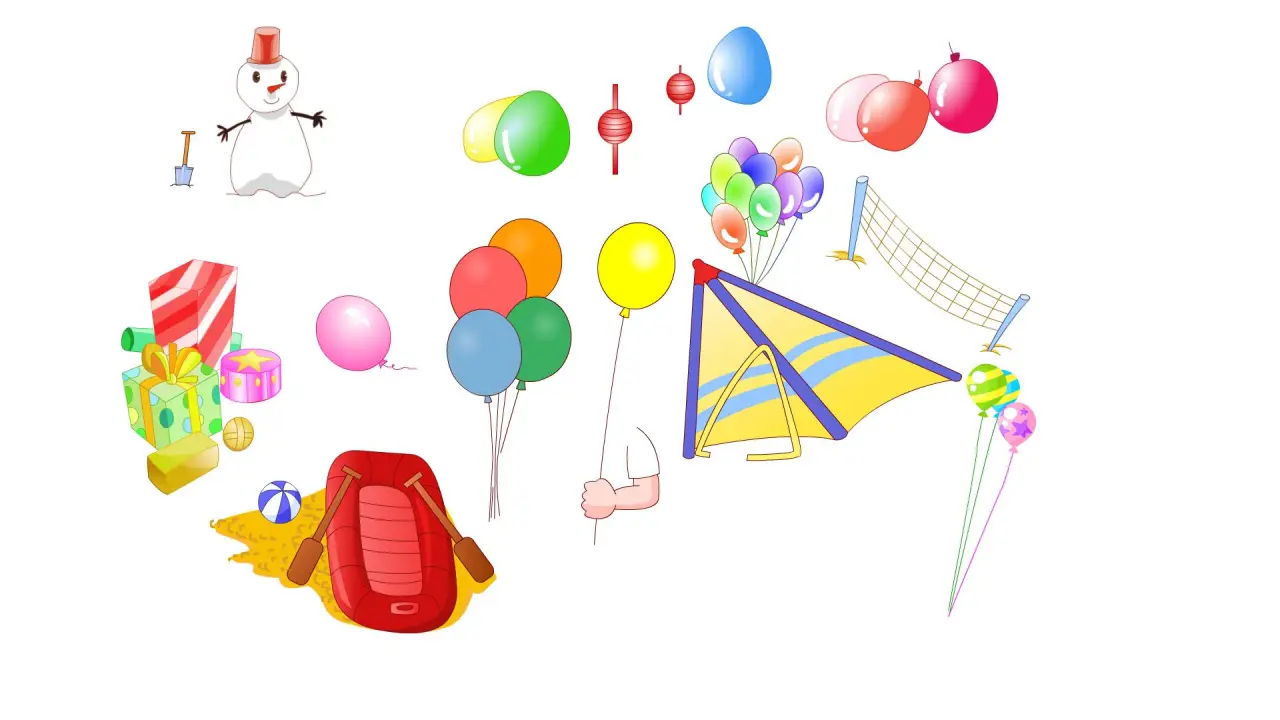 气球纸飞机雪人