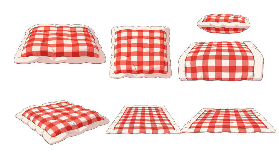 红格子被子展开视角