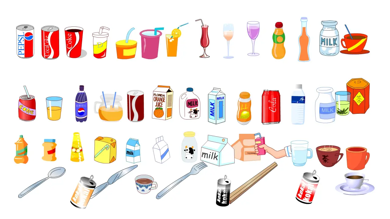 饮料可乐牛奶刀叉筷子