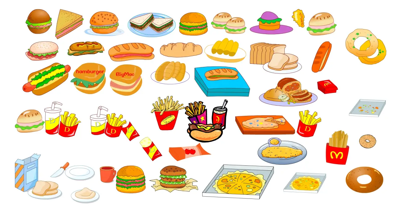 面包汉堡薯条披萨