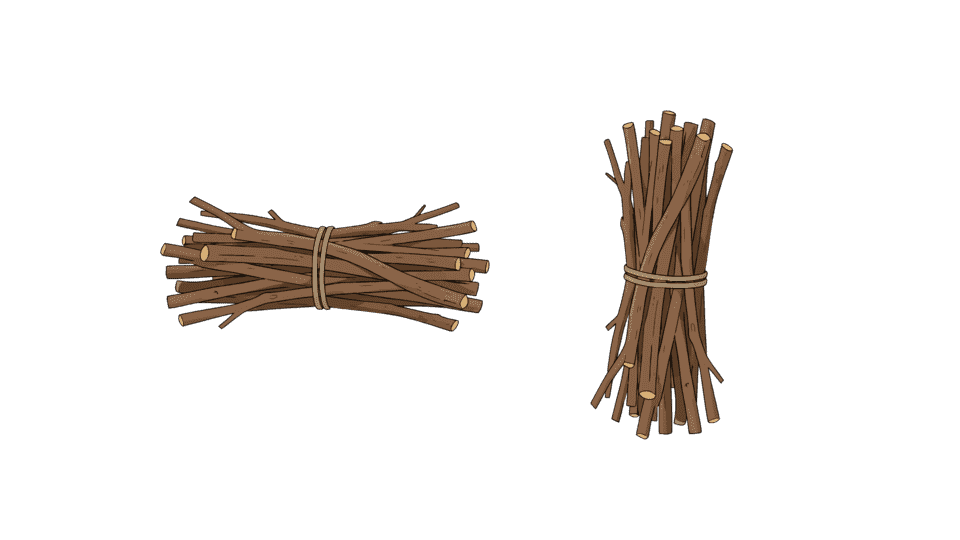 一捆干柴火树枝木材木头（细）