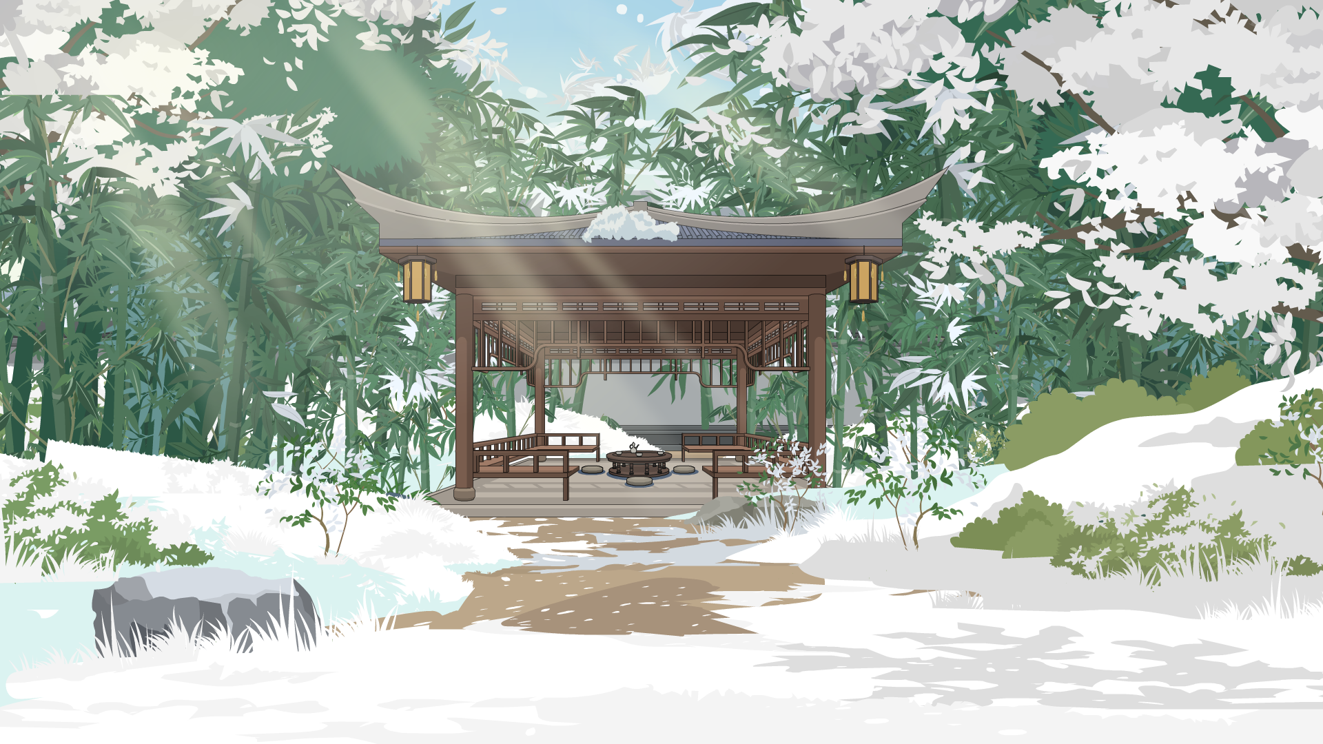 雪地凉亭