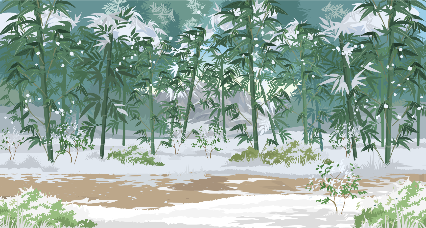 下雪竹林侧