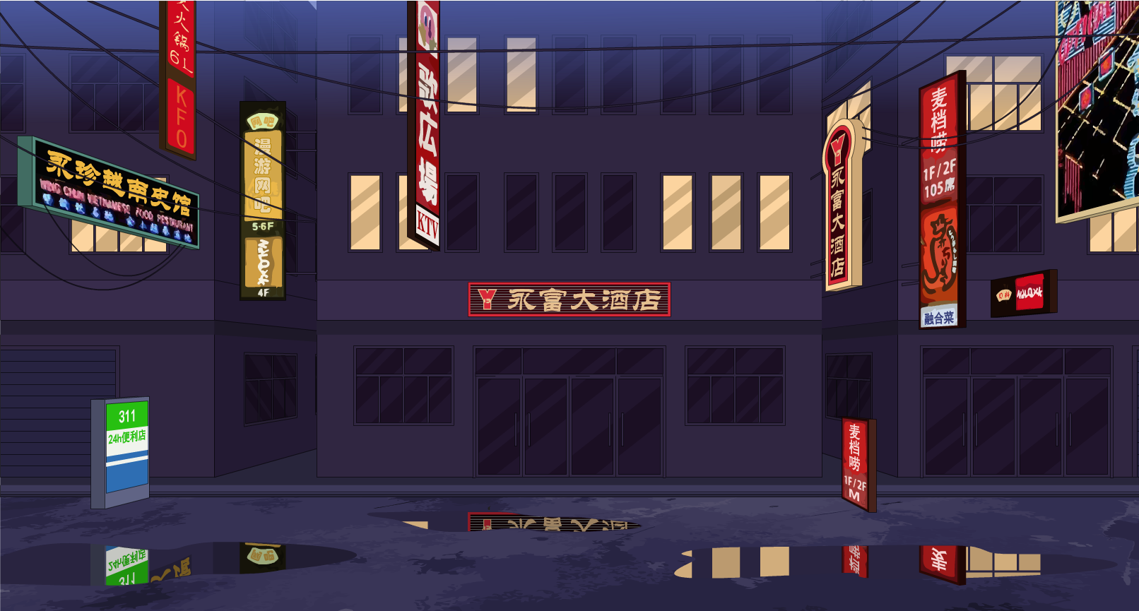 狭窄霓虹街道-侧