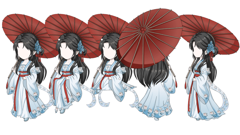 红伞古代女（三视角）