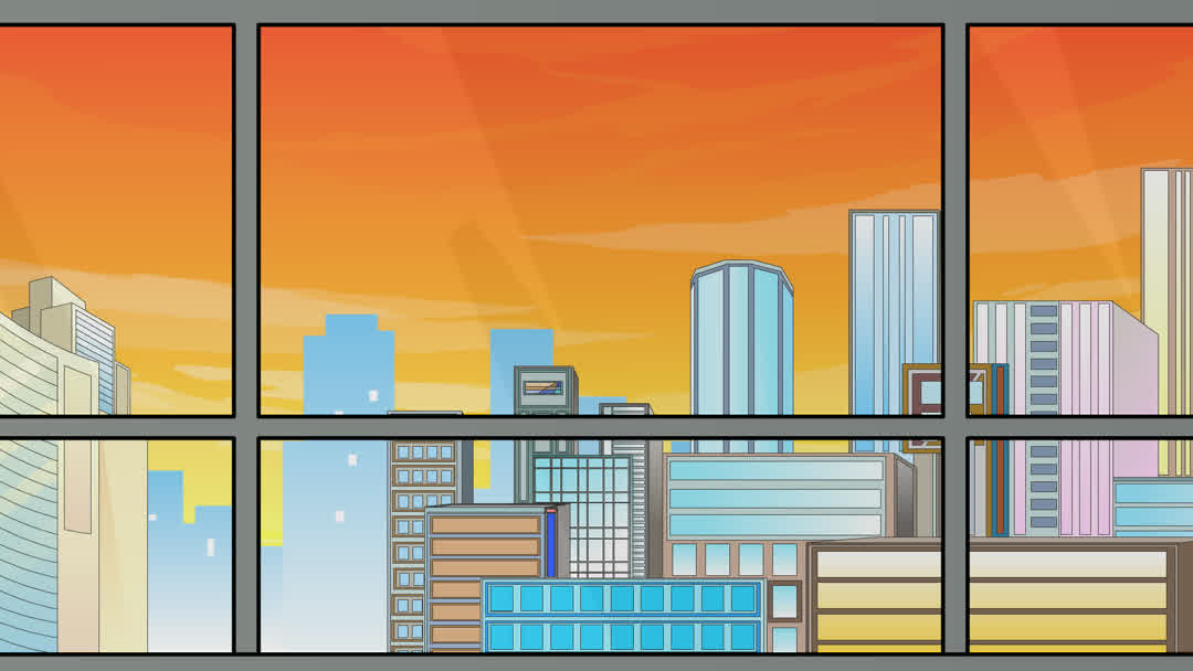 大厦窗外景